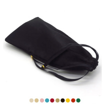 china factory custom drawstring eye glasses pocket bags sublimation black soft eyeglass pouch